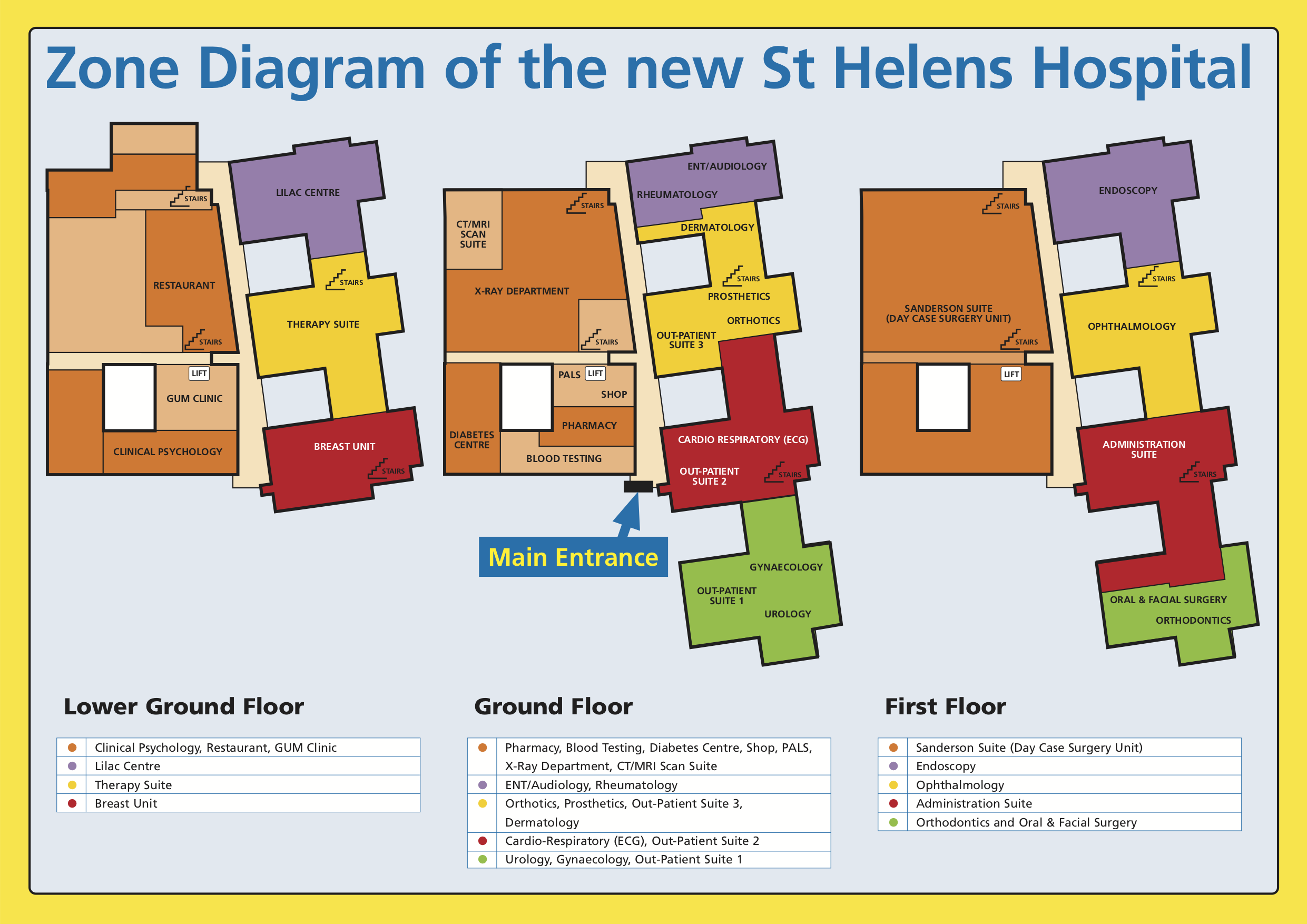Zone diagram for St Helens Hospital