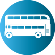 Icon showing a bus for the Travel and Parking section