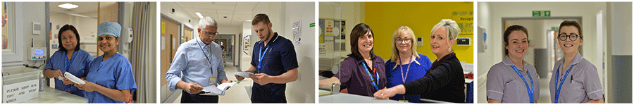 Montage of staff from various roles across the Trust